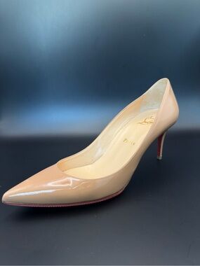 Christian Louboutin Lady Gena 85 Nude Patent Pumps Red Sole EU 38
